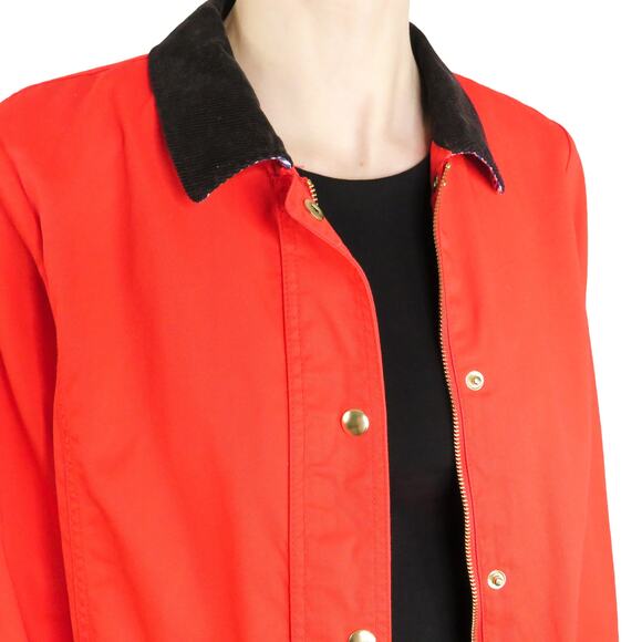J. Crew Red Jacket with Black Collar Lightweight Twee Jacket Medium - Picture 2 of 8